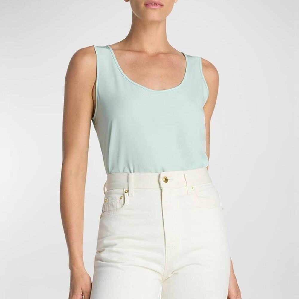 St. John Scoop Neck Ribbed Tank in Mint Green Women’s Size Large
